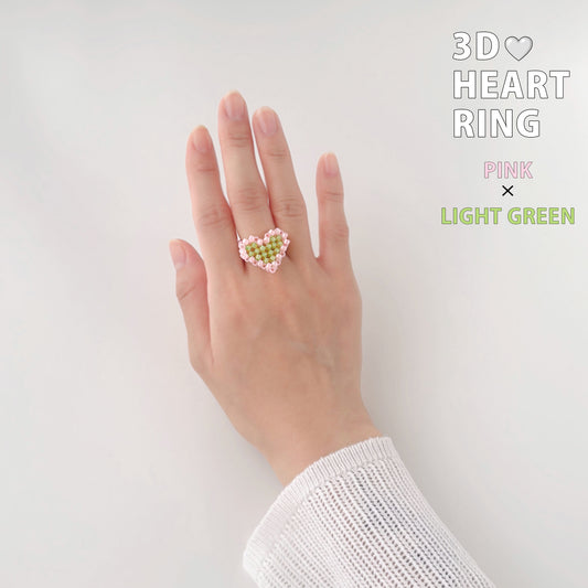 3Dハートリング バイカラー┊ピンク×黄緑